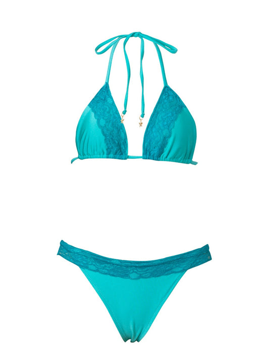 Turquoise bikini set on a white background