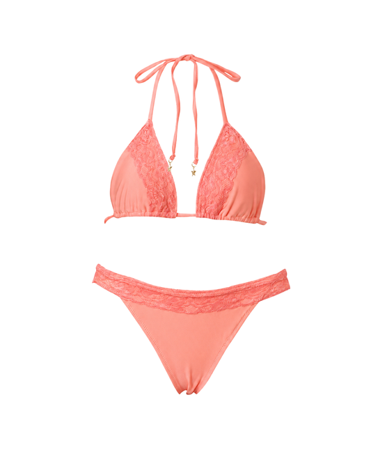 Coral Lace Bikini Top